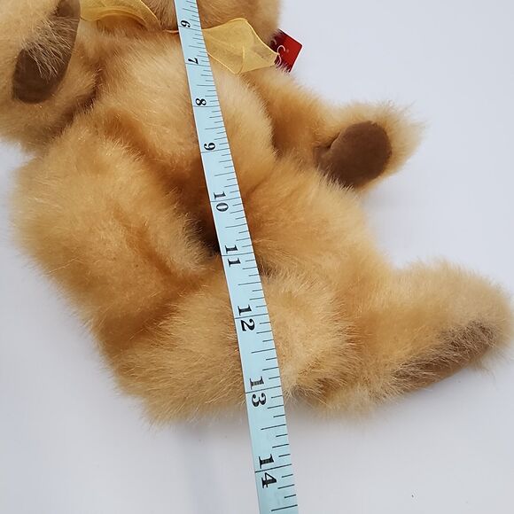 Russ Berrie Pennington Brown Bear Plush 12" Sits Up Gold Bow Tag Attached #2818 - Picture 6 of 9